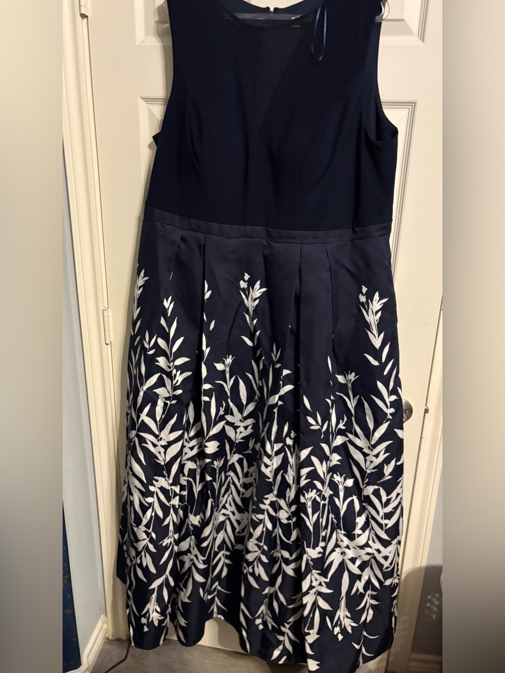 7- Morgan & Co. Navy Dress with White Botanical Print